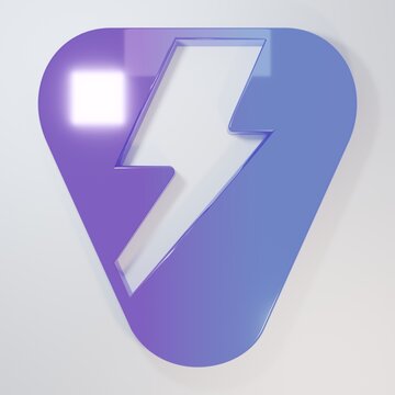 Purple-blue Guitar pick icon isolated on grey background. Musical instrument. Minimalism concept. 3D render illustration