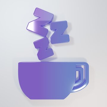 Purple-blue Chamomile tea icon isolated on grey background. A useful therapeutic drink from flowers of chamomile medicinal. Minimalism concept. 3D render illustration