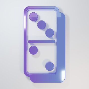 Purple-blue Domino icon isolated on grey background. Minimalism concept. 3D render illustration