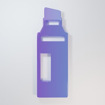 Purple-blue Marker pen icon isolated on grey background. Minimalism concept. 3D render illustration
