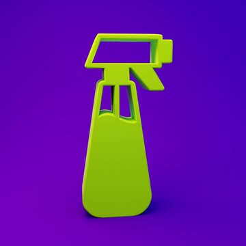 Green Garden sprayer for water, fertilizer, chemicals icon isolated on purple-blue background. Minimalism concept. 3D render illustration