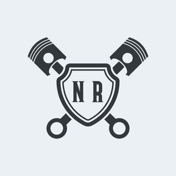 NR Initials Vektor Stok Otomotif Logo Design