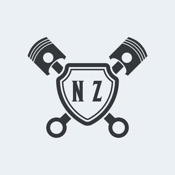 NZ Initials Vektor Stok Otomotif Logo Design