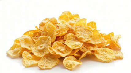 Poster - A pile of corn flakes on a white surface, great for food or design concepts