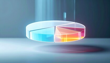 Poster - Modern colorful pie chart with vibrant segments on sleek surface for business analytics financial data visualization and technology presentation