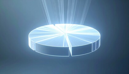 Poster - Futuristic glowing illuminated circular chart with bright light rays and digital interface effect in a sleek modern style for technology and data visualization