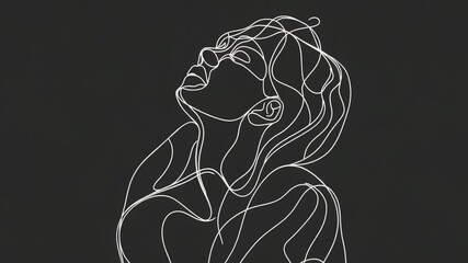 Poster - A simple yet elegant illustration of a woman in black and white, suitable for various uses such as editorial or commercial purposes