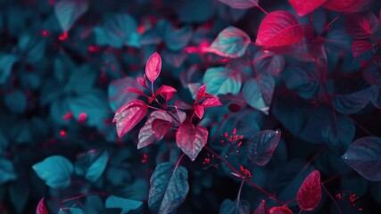 Poster - A detailed view of a plant with vibrant red leaves