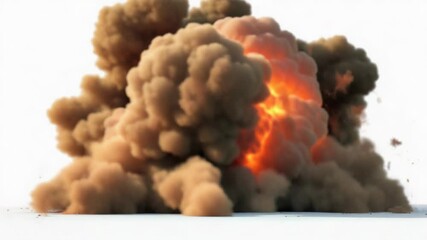 Poster - A large explosion of orange and yellow smoke in a chaotic scene