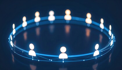Poster - Digital Network Connections Illustration Featu Abstract Human Icons in a Circle Highlighting Connectivity and Technology Concepts