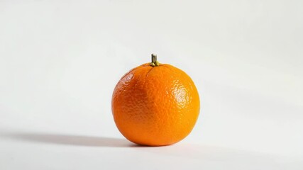 Aufkleber - A single orange sits on a white surface, great for food or still life photography