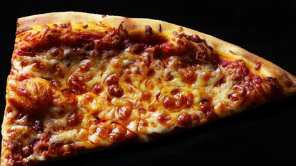 Poster - Freshly baked pizza slice on a table, perfect for a snack or meal
