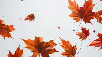 Poster - Autumn foliage blowing in the wind, with red and orange leaves falling from trees