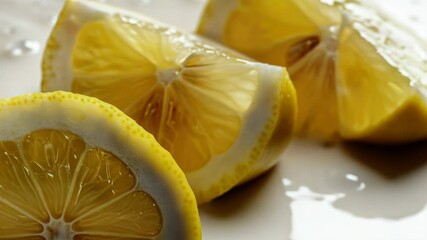 Poster - Fresh lemon slices floating in a glass of cold milk, perfect for a refreshing snack or adding to a recipe