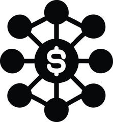 Poster - Interlocking coin network silhouette design representing financial connections and exchange