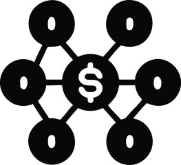 Aufkleber - Abstract network of interlocking coins silhouette with transparency for business concepts