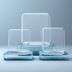 glass stand used to display products for advertising and selling products on transparent glass