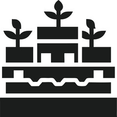 Poster - Black silhouette of a multi layered garden structure with growing plants design