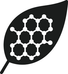 Aufkleber - Black silhouette depicting a microscopic graphene structure in leaf shape