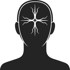 Aufkleber - Black silhouette of a human head with internal neural network representation