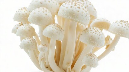 Poster - A detailed view of a cluster of mushrooms growing in the ground