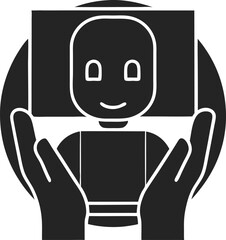 Poster - Silhouette of a person represented by hands with a simple graphic design