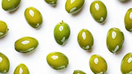 Aufkleber - A collection of olives arranged on a clean white background, great for food or product photography
