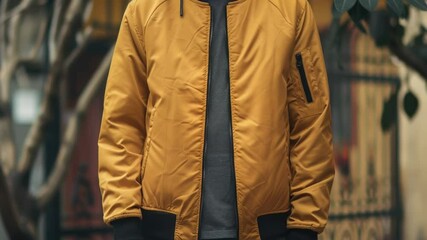 Poster - A professional man wearing a bright yellow jacket and tie, ready for work or business meeting