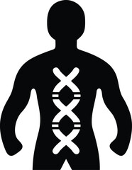 Poster - Silhouette design of human figure with targeted dna strand for science concepts.