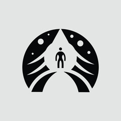 Aufkleber - Abstract human figure within a circular design suitable for branding and illustration