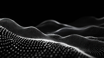 Poster - Striking abstract waves of black and white textures creating a captivating visual depth and motion