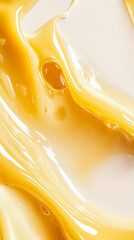 Poster - Smooth golden liquid glistening under bright light in a close-up view