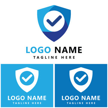 Shield check mark logo design template
