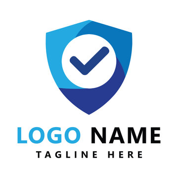 Shield check mark logo design template