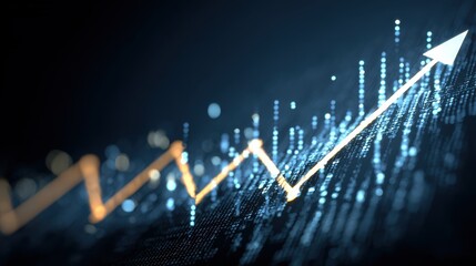 Poster - Business graph with arrow showing profits and gains, no logos, no brands
