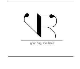 Poster - VR Flat Monogram Logo – Stylish Calligraphy Design for Identity