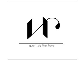 Aufkleber - V and R Initial Logo – Overlapping Calligraphy Letters Monogram