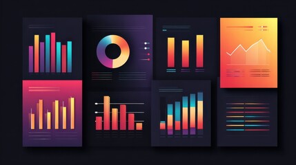 Poster - Graphical business report vector template with modern style charts and graphs, no logos, no brands