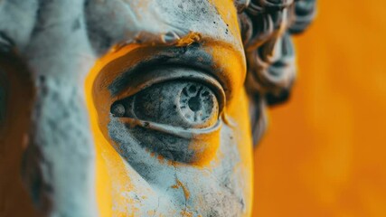 Poster - A detailed view of a statue depicting a man's face, suitable for use in historical or artistic contexts