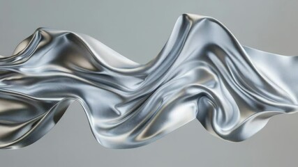 Poster - Close-up of silver fabric on gray background