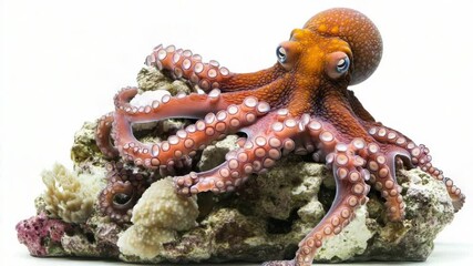 Poster - A small toy octopus perched on top of a rock, making for a fun and whimsical scene