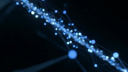 Aufkleber - Interconnected Nodes: A network of glowing nodes, interconnected by threads, suggesting a complex system or neural network with glowing nodes.