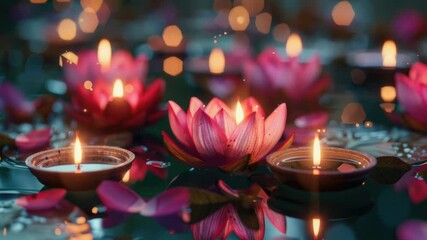 Poster - A group of lit candles placed on a table
