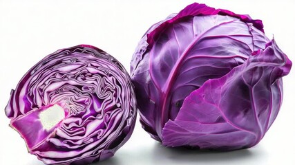 Poster - A close-up shot of a purple cabbage sitting on a white surface, great for food and still life photography