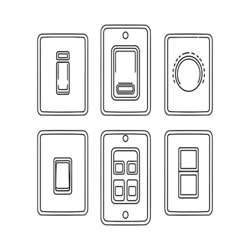 modern electrical switches simple outline artwork