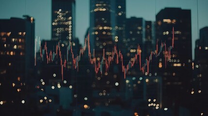 Poster -  Analyzing financial trends in urban cityscape data visualization evening aerial view economic insights
