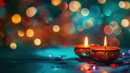 Poster - A pair of candles placed on a table with a warm glow