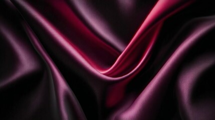 Poster - Elegant Dark Purple and Red Silk Satin Fabric Background with Luxurious Drapes and Soft Texture