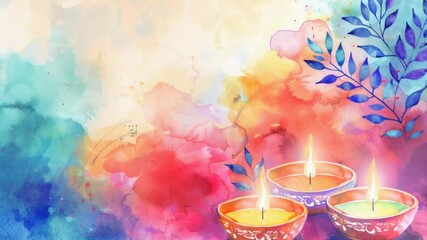 Poster - Three lit candles on a vibrant and textured background