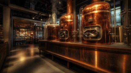 Poster - A row of copper pots sitting on a wooden counter, perfect for use in kitchen or rustic decor settings
